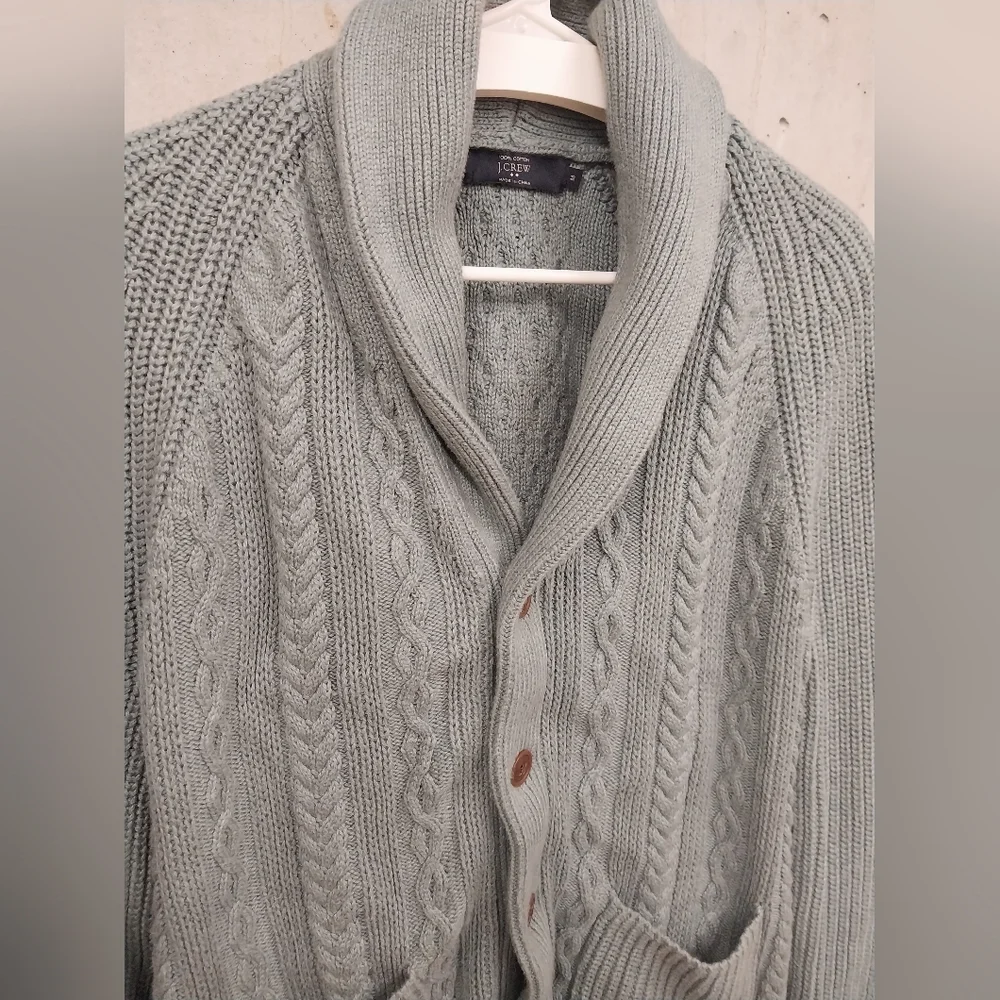 Men's Blue Green Cable Knit Sweater